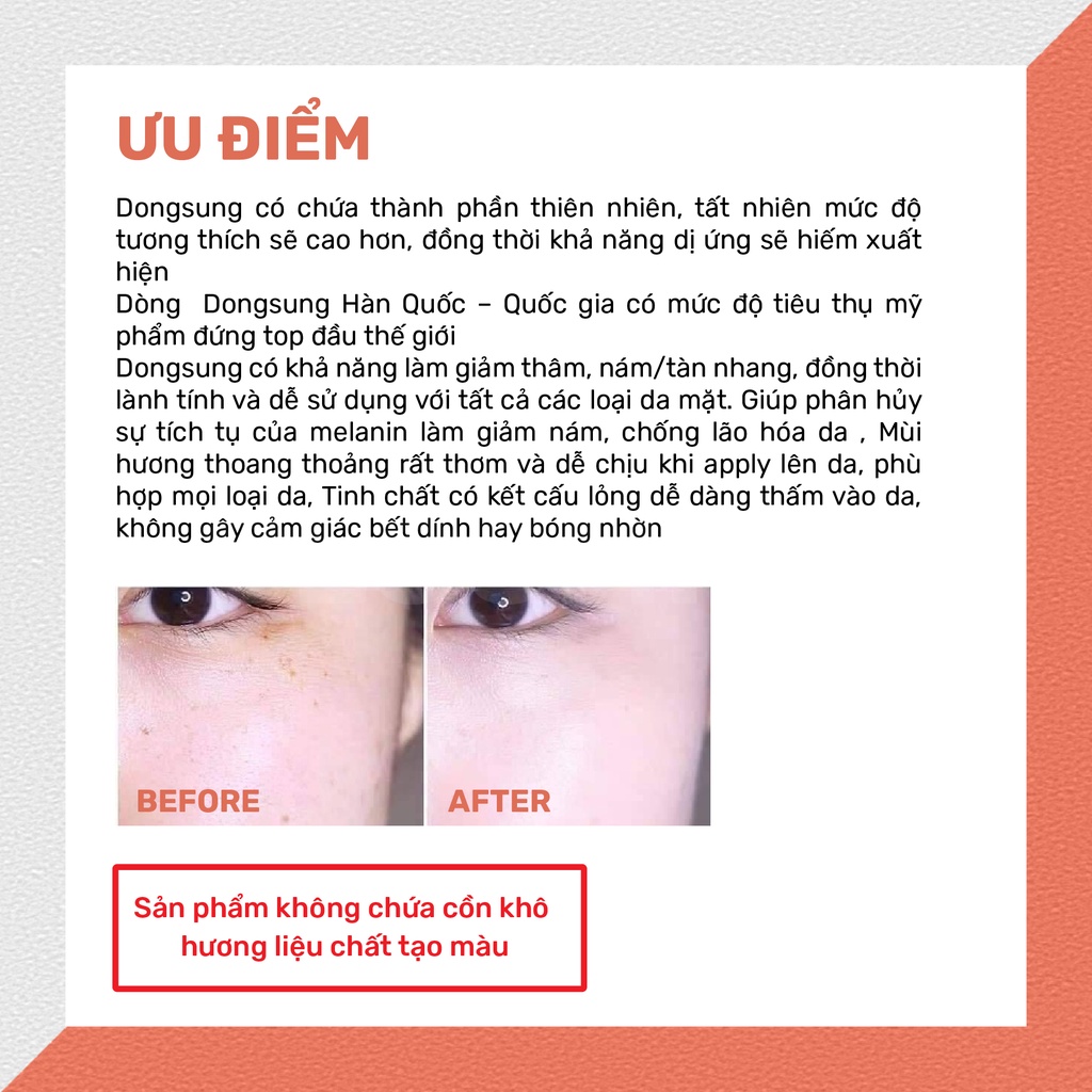 Bộ Đôi Hỗ Trợ Cải Thiện Sắc Tố Da Nám Tàn Nhang Mờ Thâm Dongsung Rannce Cream + Rannce Serum