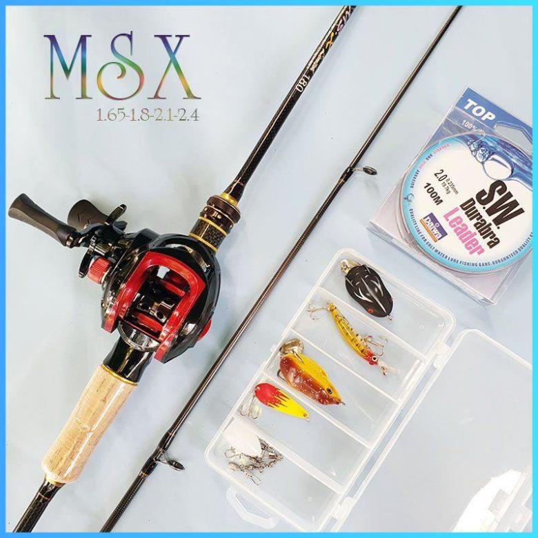 Bộ cần câu lure máy ngang MSX tặng kèm dây câu lure và hộp mồi BCM12