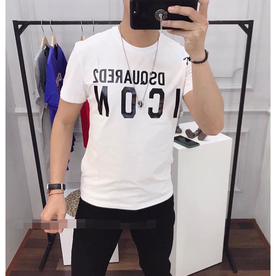Áo phông nam DSQ icon - Áo thun in chữ cho nam hoạ tiết đơn giản