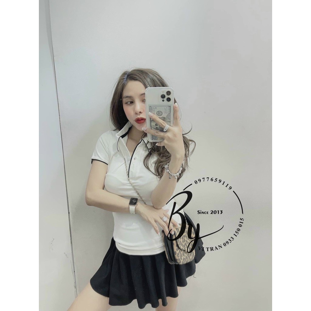 áo kiểu cổ bẻ body viền màu xinh xắn