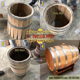 THÙNG GỖ SỒI NGÂM Ủ RƯỢU 100 LÍT
