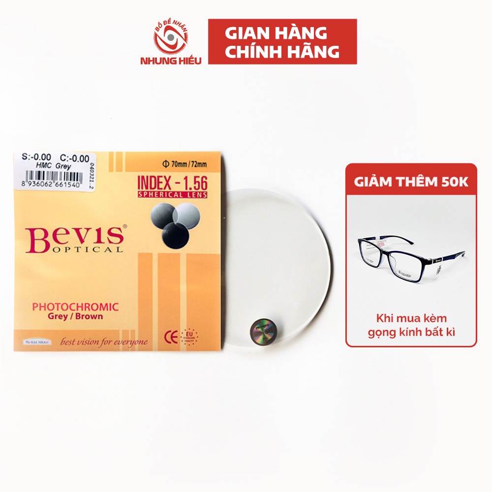 Tròng kính phản quang đổi màu NHUNG HIẾU BEVIS chống tia UV, giảm chói loá, độ bền cao - GIẢM 50K KHI MUA KÈM GỌNG KÍNH