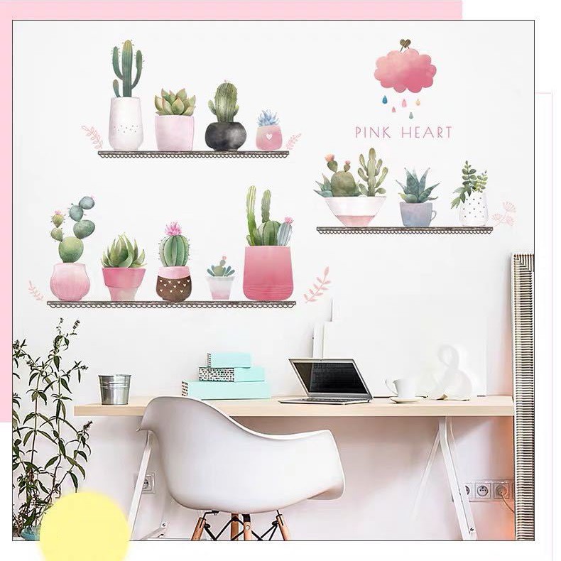 Decan dán tường 3D [THANH LÝ] Kệ hoa màu hồng phong cách Hàn Quốc AmyShop