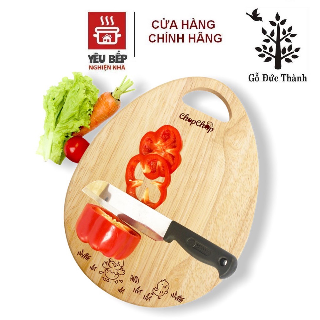 Thớt Gỗ Cao Su Tự Nhiên Đức Thành ChopChop Hình Quả Trứng - Dụng Cụ Nhà Bếp Cao Cấp - Trang Trí Bếp