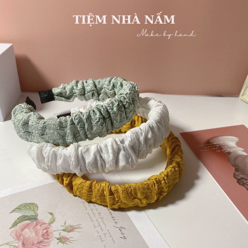 🎀 BỜM CÀI TÓC NHÚN VẢI GẤM TAFTA CAO CẤP TẾT - [ Nhà Nấm handmade ]