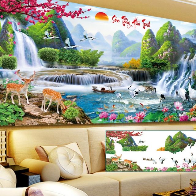 Tranh đính đá sơn thủy hữu tình