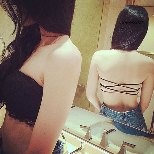 Áo ống không dây lưng chéo dây phối ren rỗng gợi cảm có đệm ngực dành cho bạn nữ | BigBuy360 - bigbuy360.vn