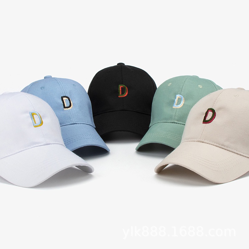 Mũ lưỡi trai thêu chữ D màu kẹo phong cách cổ điển thời trang unisex