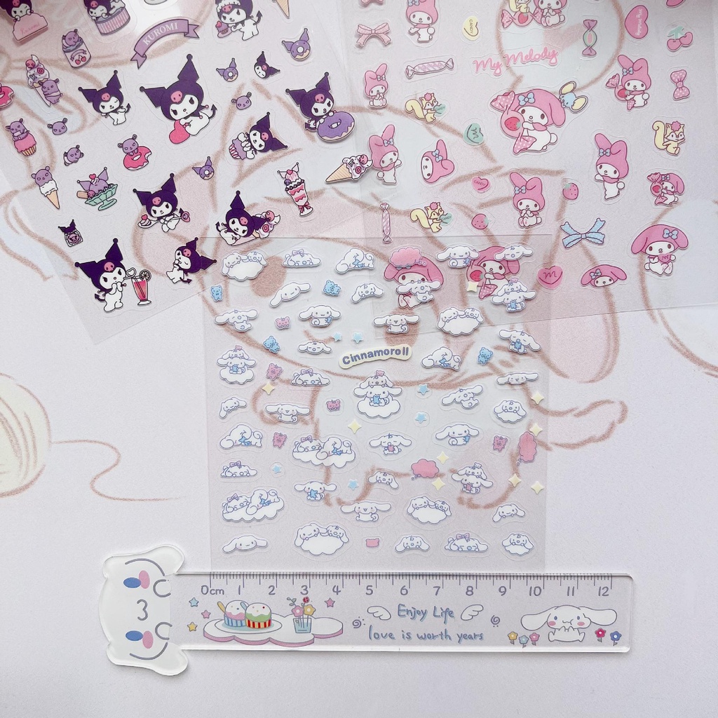 1 Tấm Hình Dán Sanrio Mini Bằng PVC Trong Suốt Chống Nước Trang Trí Sổ Tay DIY