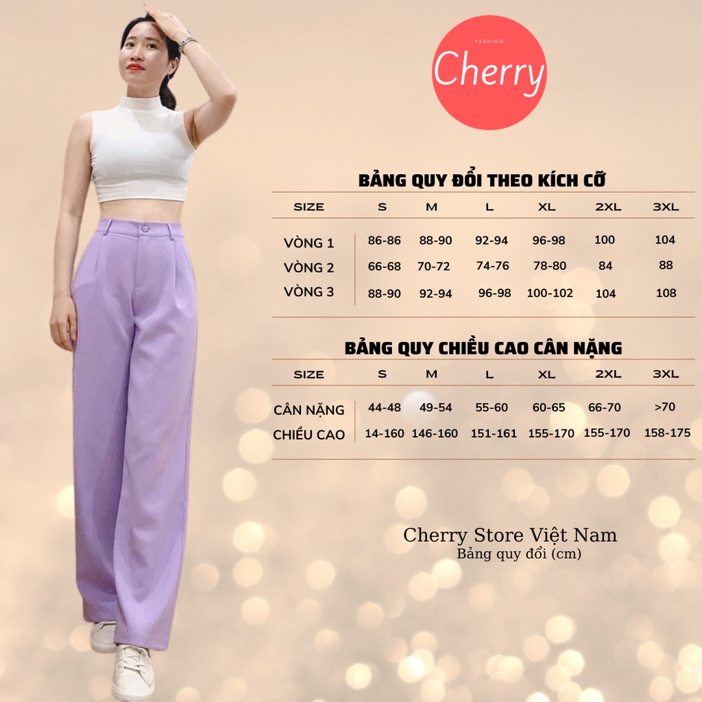 Quần ống rộng nữ lưng cao chất vải tuyết mưa khóa trước 1 khuy culottes CHERRY quần nữ ống suông tôn dáng bigsize T003 | BigBuy360 - bigbuy360.vn