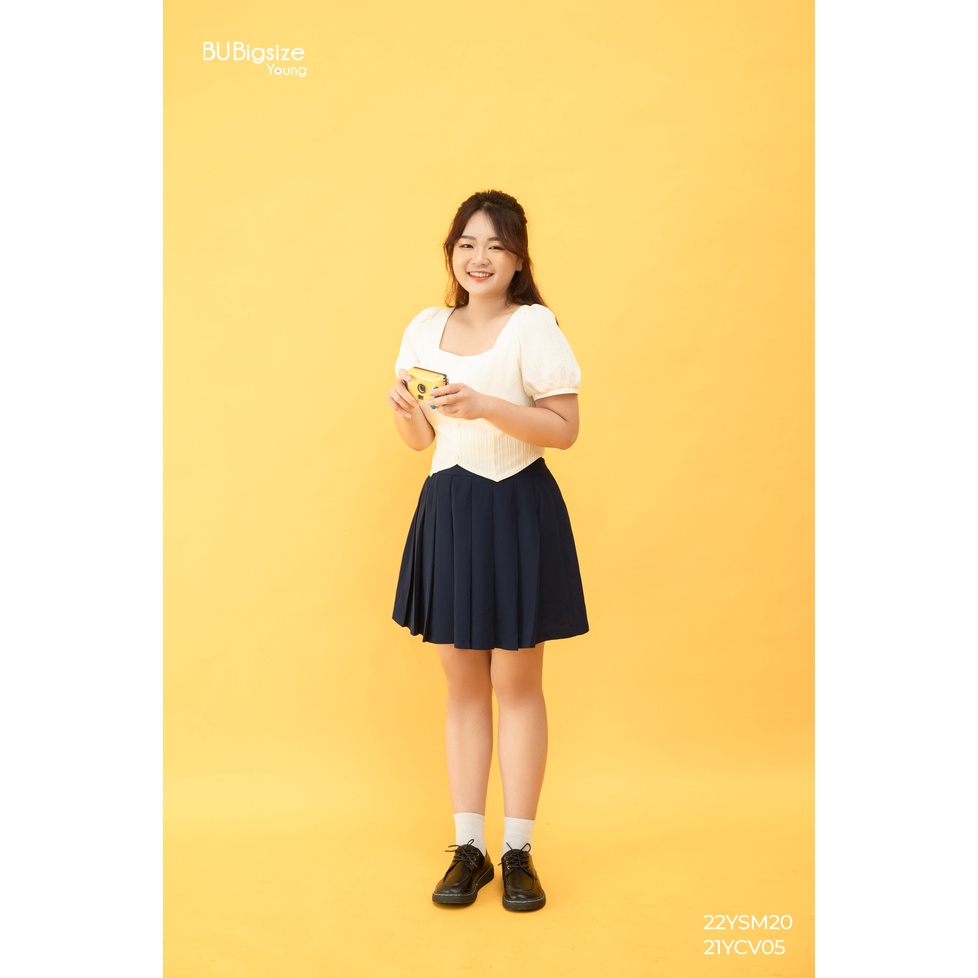 Áo cổ vuông cúc giữa gấu ziczac BIGSIZE (55kg đến 95kg) - 22YSM20 - [BU Bigsize Young]