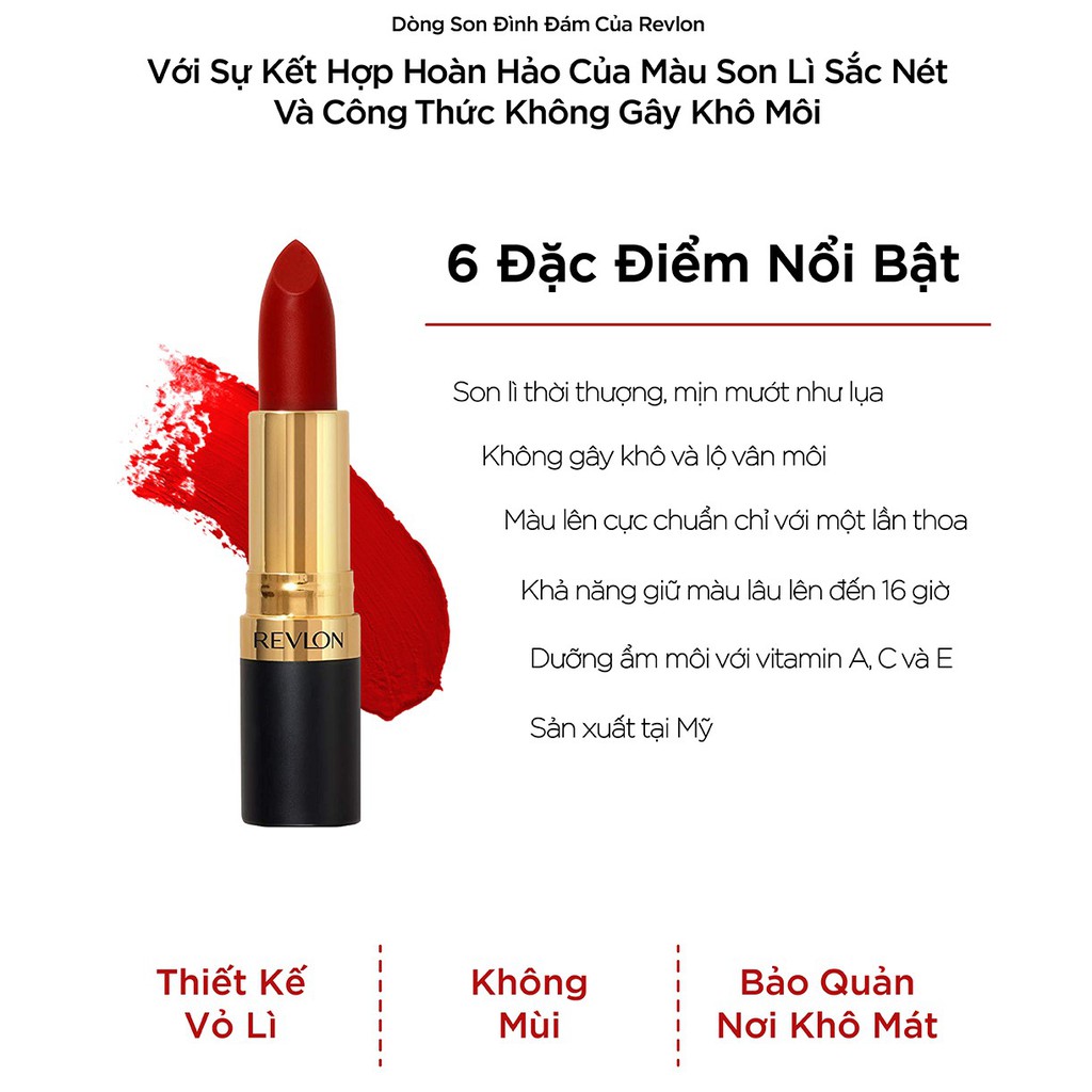 Son lì siêu mịn thương hiệu số 1 tại Mỹ Revlon Super Lustrous Matte Lipstick 4.2g (HSD dưới 8 tháng)