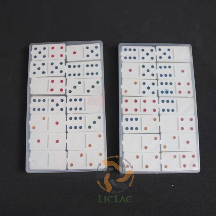 Hộp đồ chơi bộ cờ Domino giá rẻ màu Trắng Ngà có hộp đựng cờ - Bộ Chơi Cờ Giải Trí - LICLAC