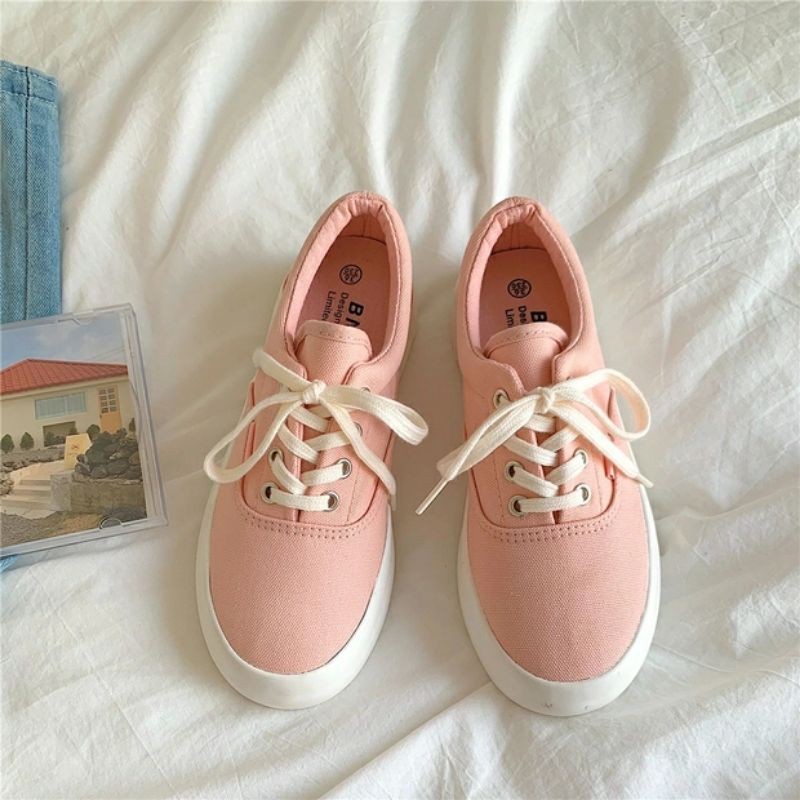 6:30PM Order Mã 046 Giày sneaker ulzzang dáng vans basic đế bánh mì màu pastel xinh xắn