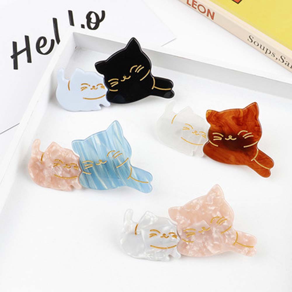 Kẹp tóc mạ acrylic hình chú mèo dễ thương cho nữ