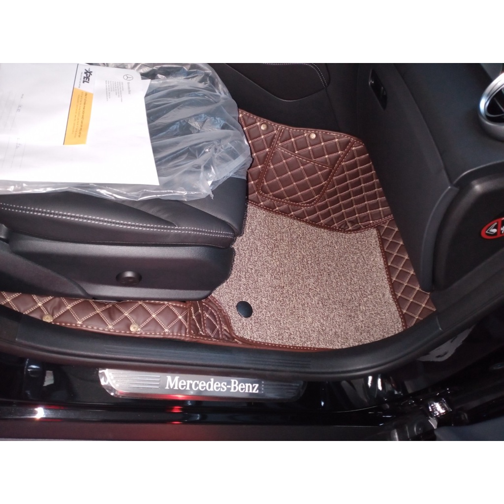 Thảm lót sàn 6D da Cacbon cao cấp cho xe  Mercedes C200, Mercedes C300, Mercedes C180, Mercedes E200, Mercedes E 300