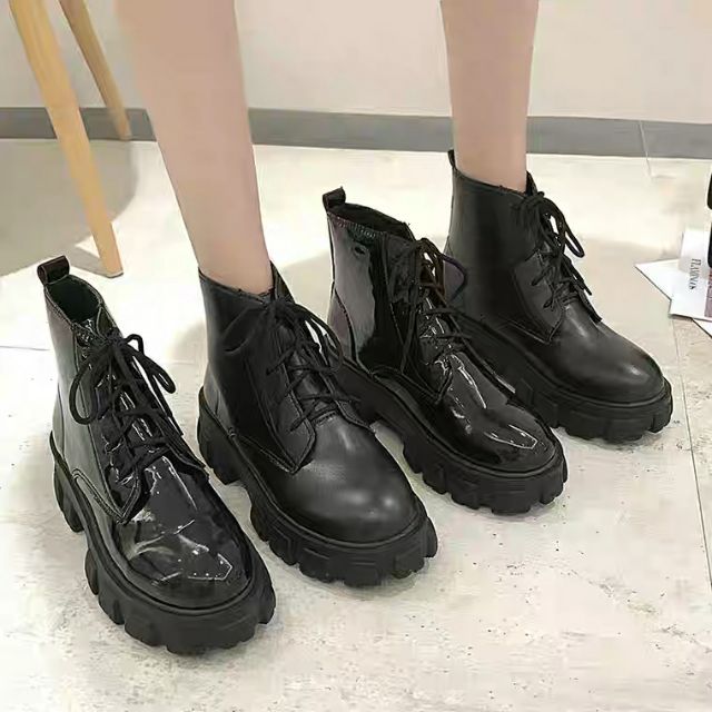GIÀY COMBAT BOOT DA CAO CỔ, ĐẾ 5CM