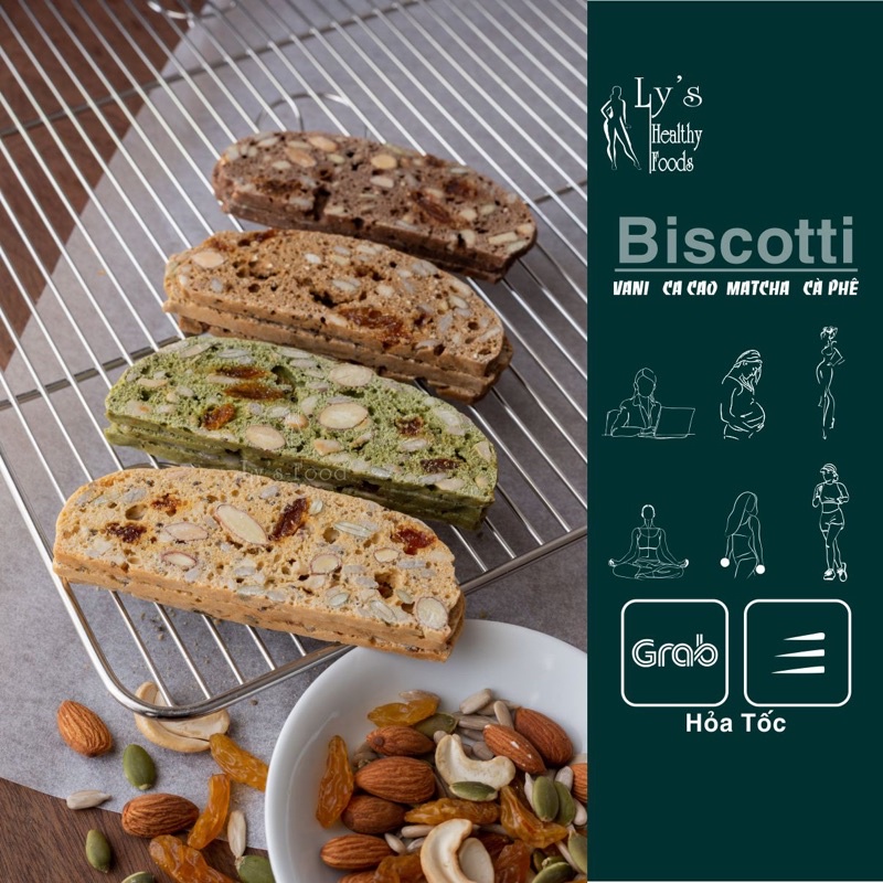 Bánh Biscotti Ăn Kiêng Nguyên Cám Chuẩn Healthy Dùng Thử 50gr - Lys Foods