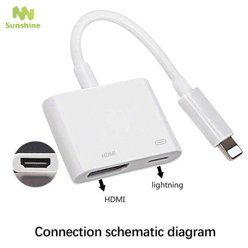 Đầu chuyển đổi cổng Lightning sang HDMI AV TV HD cho Apple iPhone X 8 7 6 Plus