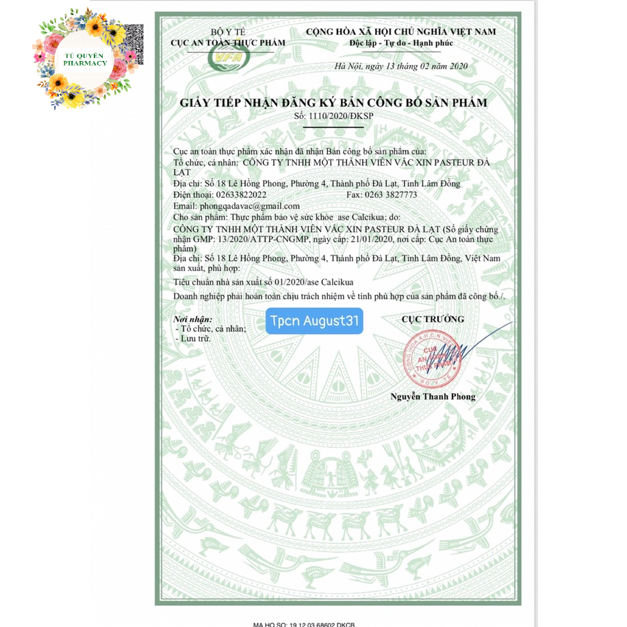 CalciKua Bô sung canxi, vitamin D3 Hộp 10 gói x 3 gam