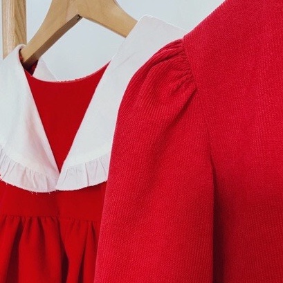 Váy nhung 2 lớp cổ thuỷ thủ viền trắng size đại cao cấp Jumping Meters VN6