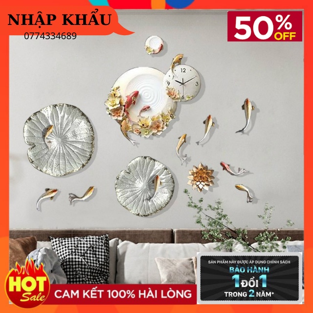 Đồng Hồ Treo Tường Trang Trí- Chất Liệu Gốm - Họa Tiết Thiên Nhiên-Decor Tường Phong Cách Mới- Đổi Mới 24 Tháng