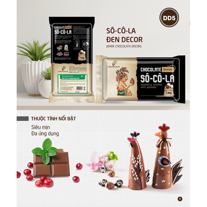 Socola combound Đen 1kg Trắng 1kg Trang Trí Làm Bánh Decor VNChocolat