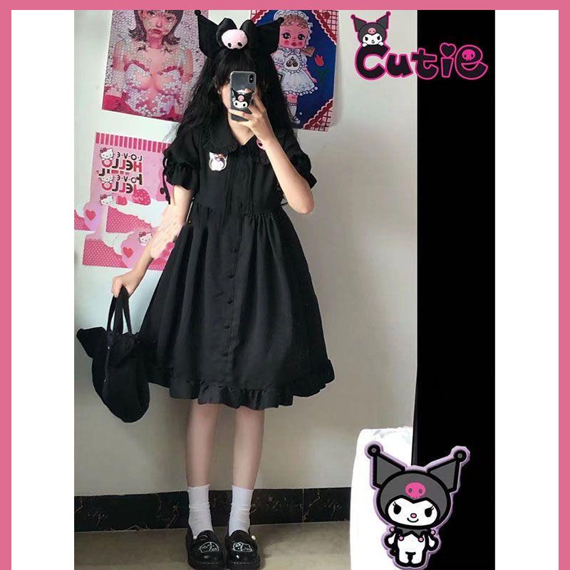 Váy babydoll đầm babydoll Đầm Dáng Rộng Mềm Mại Thêu Họa Tiết Kuromi Phong Cách Nhật Bản Ngọt Ngào Dễ Phối Đồ Cho Nữ