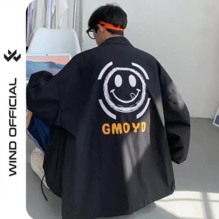 Áo khoác dù cardigan unisex form rộng Mặt Cười nam nữ ulzzang Wind