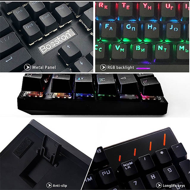 Bàn phím cơ gaming Bosston MK912 ❤️FREESHIP❤️ Blue switch Led RGB Rainbow 09 chế độ - BH 12 tháng - Bibitechs | BigBuy360 - bigbuy360.vn