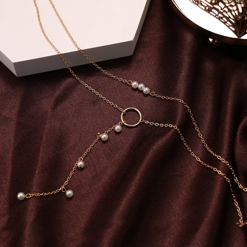 vòng cổ Nhiều Lớp Dáng Dài Đính Ngọc Trai Phong Cách Boho Thời Trang