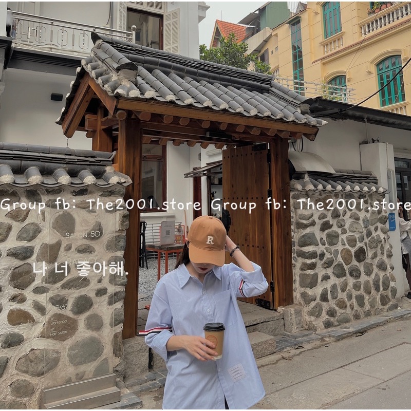 THE2001STORE | Áo somi thombrowne nữ kẻ xanh phong cách Hàn Quốc | BigBuy360 - bigbuy360.vn