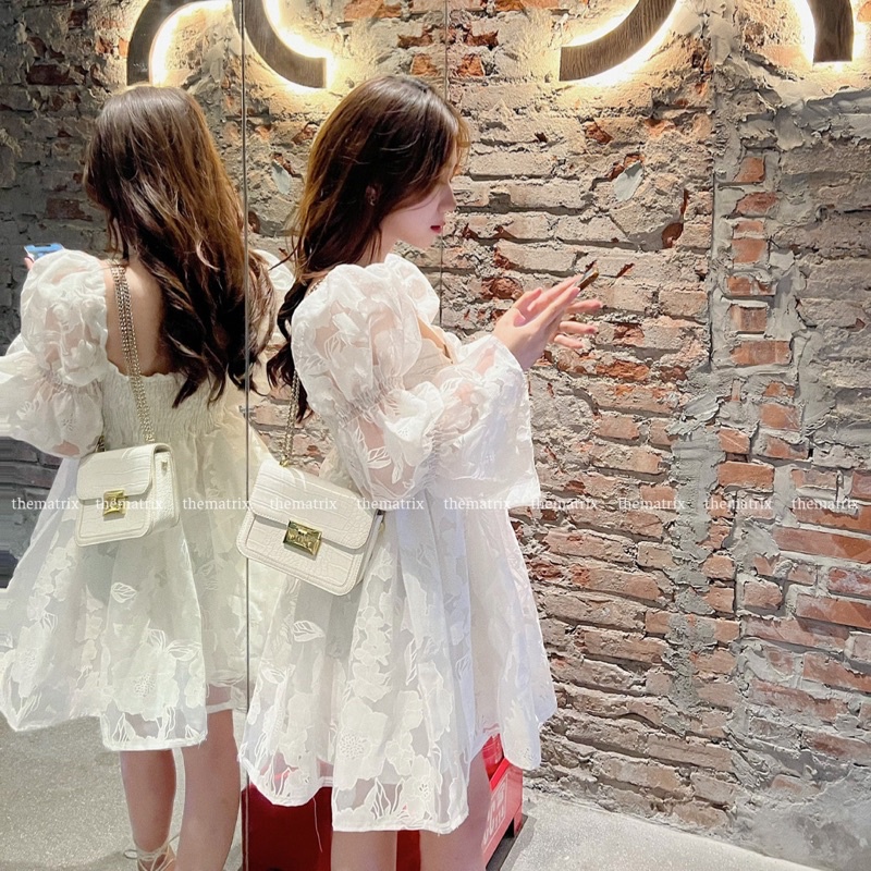 Áo voan babydoll tay bồng