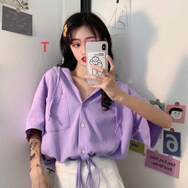 Áo crt mũ dây rút eo Trơn TTB886 | BigBuy360 - bigbuy360.vn