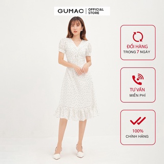 Đầm nữ rút ngực lai bèo GUMAC DA12116