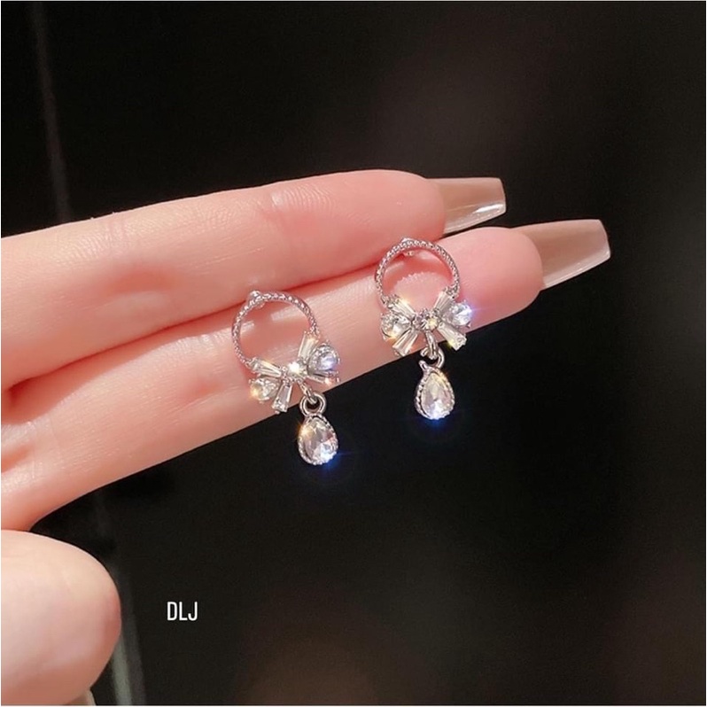 Bông xinh bạc ta cho nữ, nơ xinh xắn kết treo đá lấp lánh đầy nữ tính Mainomi Shop Bạc Xinh