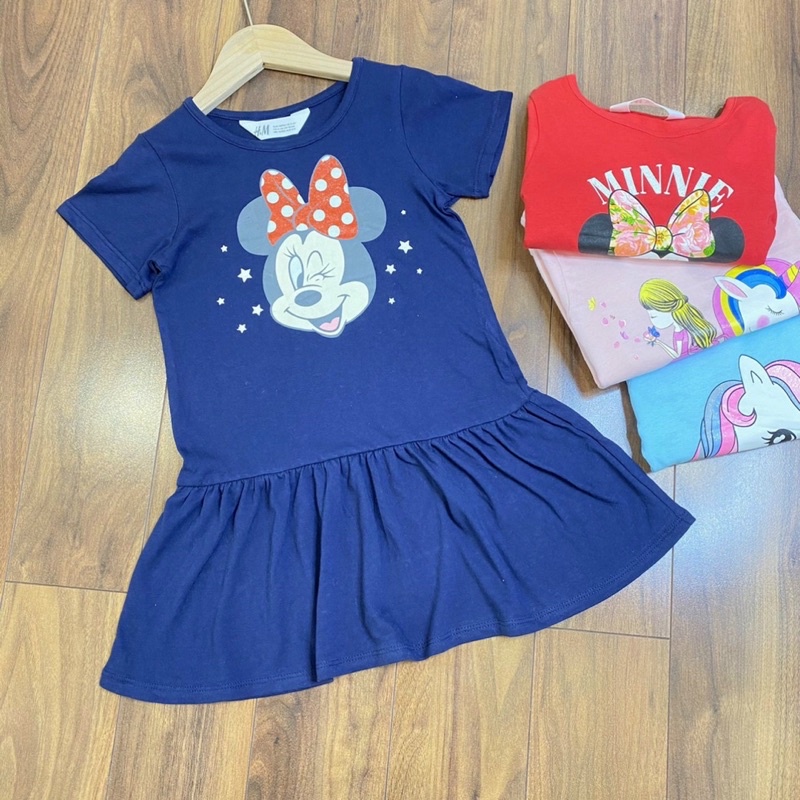 Váy bé gái  Váy ngắn tay in hình Pony Elsa Minnie hàng Xuất SIZE 1-10Y