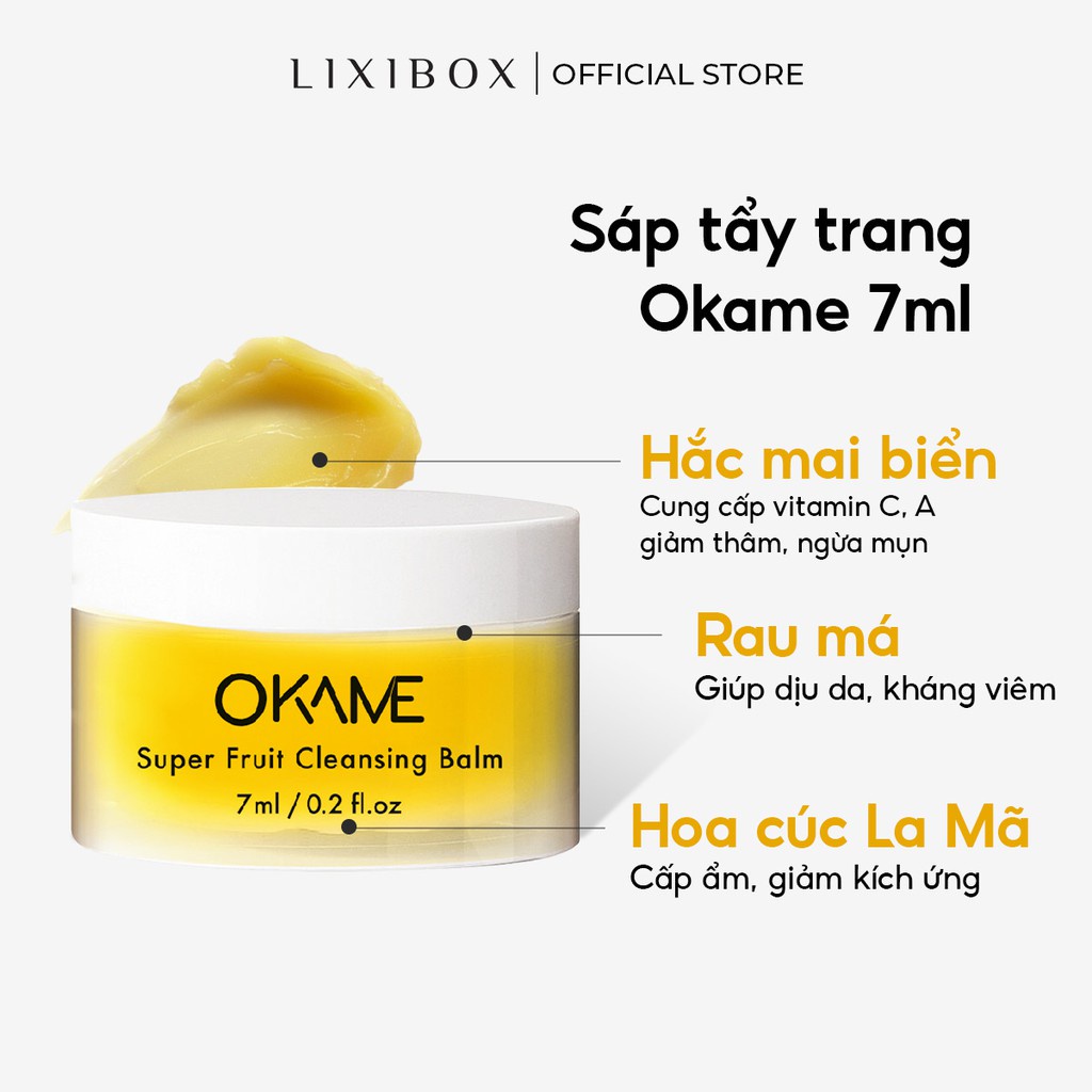 Sáp tẩy trang dễ nhũ hoá, làm sạch sâu Okame Super Fruit Cleansing Balm 7ml