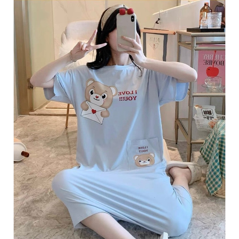 Váy Ngủ Mặc Nhà Chất Cotton Mát Mềm Co Giãn Thấm Hút Mồ Hôi