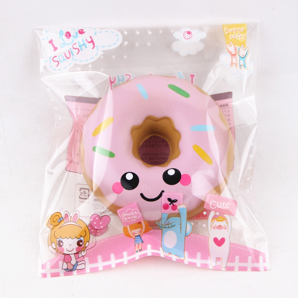 Đồ Chơi Squishy Bánh Donut Hạnh Phúc Kích Thước 10cm Chậm Tăng Tặng Kèm Bao Bì