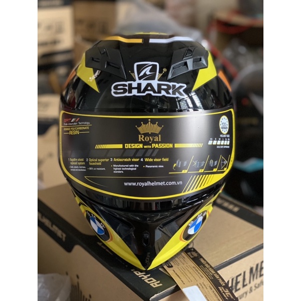Mũ FullFace 2 kính Royal M266 bản Tem BMW vàng cực đẹp, MUA 1 mũ  TẶNG 1 quà , Bảo hàng 12 tháng