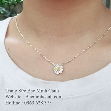 Dây chuyền hoa cúc hoạ mi bằng bạc