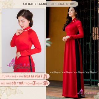 Áo dài truyền thống màu đỏ may sẵn áo dài lụa tây thi dày dặn cao cấp lên áo đẹp