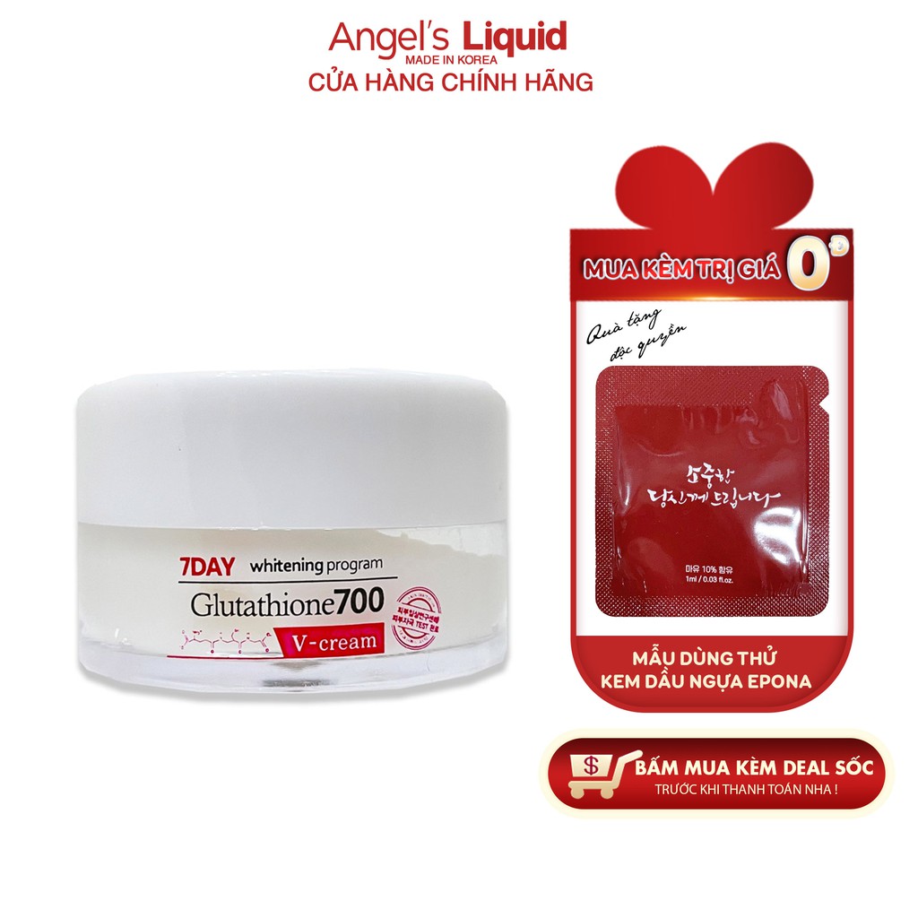 [Mini size] Kem dưỡng trắng, dưỡng ẩm, mờ thâm da Angel Liquid 7 Day Whitening Program Glutathione 700 V-Cream 10ml