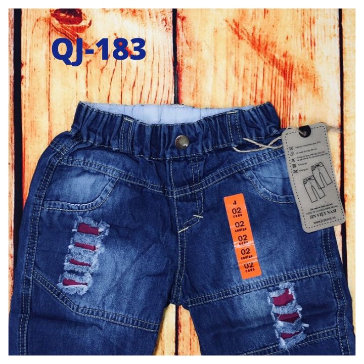 Quần Jean bé trai size 10-22kg. Chất liệu jean lưng thun co giãn thoải mái cho bé vận động -Tomchuakids