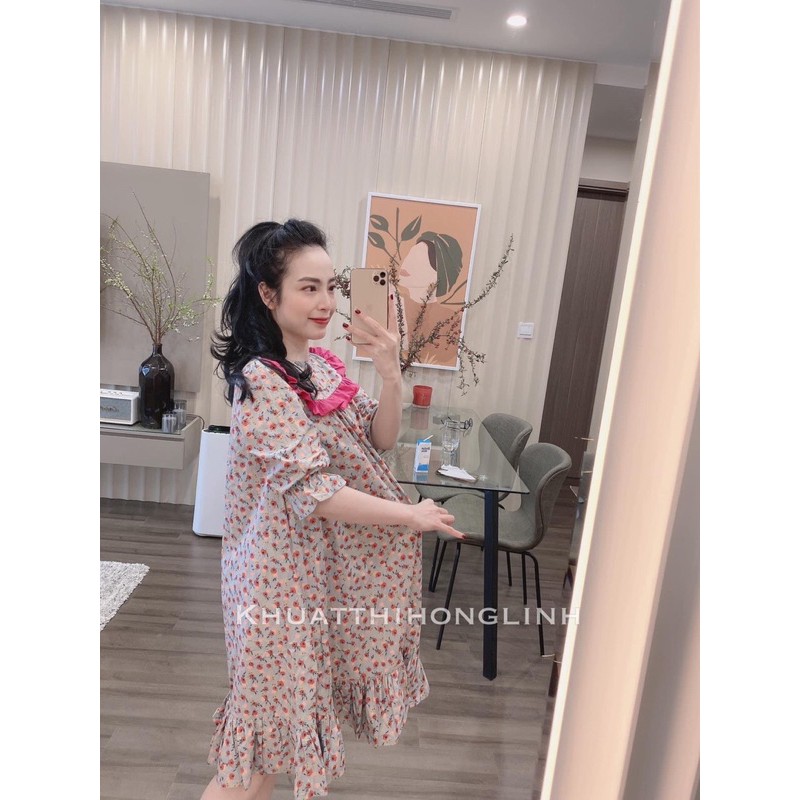 [Mặc Là Xinh] Váy Hoa Cổ Bèo Dáng Suông, Đầm Hoa Nhí Dáng Dài Phối Bèo Hồng Có Ảnh Thật Kèm Video | BigBuy360 - bigbuy360.vn