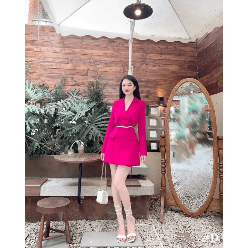 Sét Bộ Thời Trang Nữ Mặc Đi Chơi, Sét Bộ Chất Tuyết Mưa Tay Kiểu Dài Phối Cổ Vest Lịch Sự Nhã Nhặn NEW UNISEX