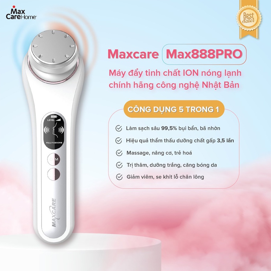 Máy Đẩy Tinh Chất ION Nóng Lạnh Maxcare Max888PRO | Làm sạch sâu - Cấp ẩm - Trẻ hoá da - Thương Hiệu Nhật Bản