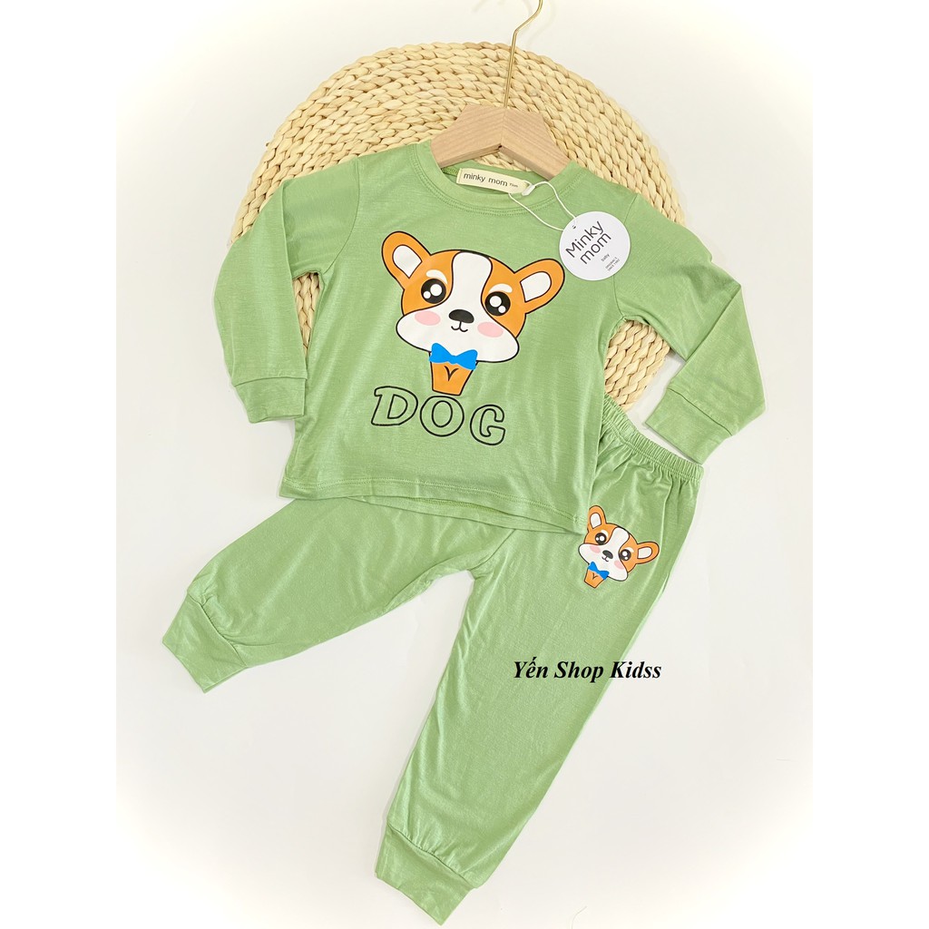 Sale !!! Bộ Dài Tay Minky Mom Chất Thun Lạnh Họa Tiết (Cừu-Gấu) Cực Đẹp Cho Bé (Sz 6-19kg) (1198)