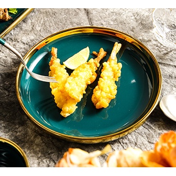 Bộ bát đĩa cao cấp xanh cổ vịt,chén dĩa decor đẹp 26 món viền vàng các màu phong cách Bắc Âu